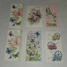 6 VTG Happy Birthday Greeting Cards Lot Floral Flower Butterflies NEVER USED - £15.53 GBP