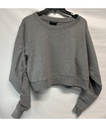 Boxercraft Gray Sweatshirt Ruched Arms Cropped Yoga Dance Athleisure NEW L - $26.85 CAD