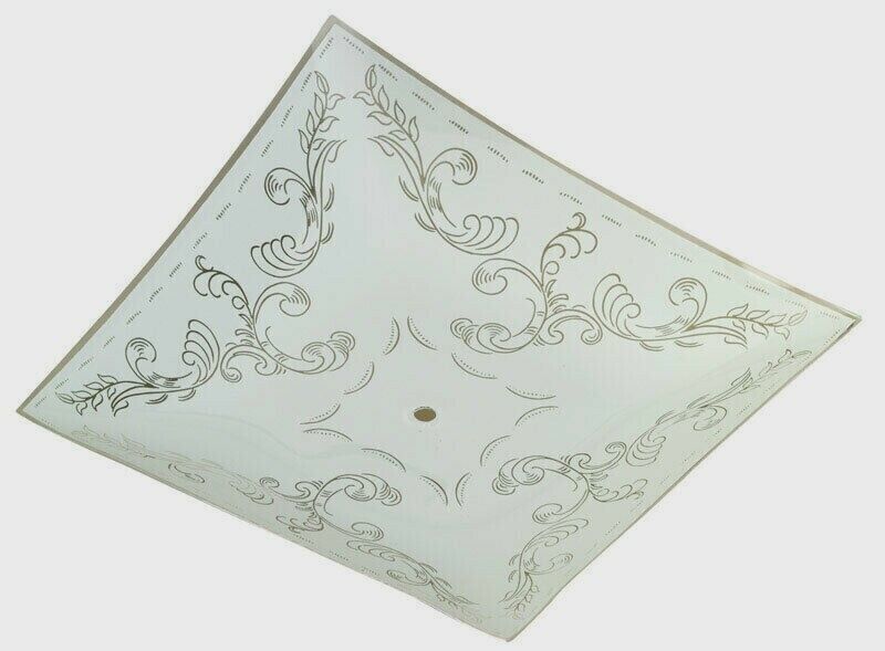 Westinghouse Square White w/Floral Design Bent Glass Fan Fixture Shade 12" 81807 - $44.99