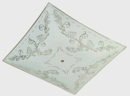 Westinghouse Square White w/Floral Design Bent Glass Fan Fixture Shade 12" 81807 - £35.85 GBP