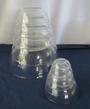 Vtg Nesting Set 10 Duralex France Crystal Clear Glass Mixing Serving Bowls - £60.24 GBP