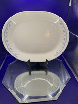 Corelle Corning Bowl Morning Blue Pattern Serving Platter Oval 12&quot;x10&quot; - £10.60 GBP