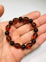 Genuine Baltic Amber Bracelet  Women Elastic Handmade bracelet pressed - £30.53 GBP