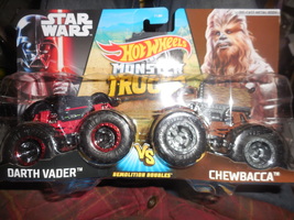 2020 Hot Wheels Monster Trucks &quot;Darth Vader &amp; Chewbacca&quot; Vehicles On Card - £5.89 GBP