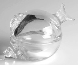 Anchor Hocking Glass Sugar Bowl Jar Figural Fish Trinket Box Vintage  - £7.84 GBP
