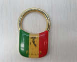 Italia vintage gold tone keychain padlock style keyring Italian flag WEL... - $12.86