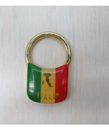 Italia vintage gold tone keychain padlock style keyring Italian flag WEL... - $12.86