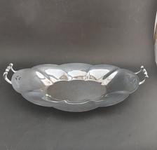 Vintage Continental Silver Silverplate Oval Bread Tray Scalloped Edge Handles - $15.79