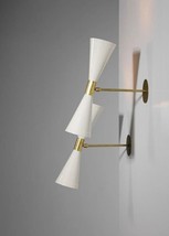 Pair of Modern Vintage Style Large White Diabolos &quot;Tuba&quot; Sconces - £125.60 GBP