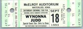 Vintage Wynonna Judd Ticket Stub Septembre 18 1993 Waterloo Iowa - $34.89