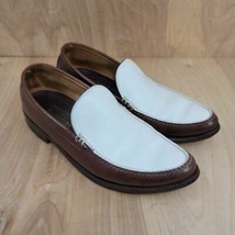 Bostonian Mens Loafers Sz 7.5 M Original Moccasins Shoes White Brown Slip-Ons - £30.29 GBP