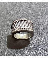 David Yurman Sterling and Diamond Cable Style Cigar Band Ring Sz 5.5 Gor... - $1,722.60