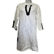 pepito’s Italy 100% linen white Tunic Top Blouse Black Trim Size M - £47.03 GBP