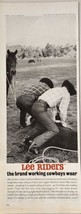 1962 Print Ad Lee Rider Blue Jeans Cowboys Horse Roping a Steer - £12.41 GBP