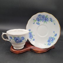 Vintage Colclough Bone China Coffee Tea Cup &amp; Saucer Blue Floral England - £10.05 GBP