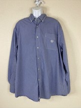 Chaps Men Size 2XL Blue Check Button Up Shirt Long Sleeve Pocket Preppy - $6.75