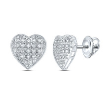 10kt White Gold Womens Round Diamond Heart Earrings 1/10 Cttw - £157.36 GBP