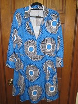 SHEIN Blue Multi Geo Print V-Neck Hidden Pocket Dress - Size 2XL - £17.07 GBP