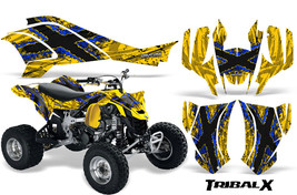 CAN-AM DS450 GRAPHICS KIT CREATORX DECALS STICKERS TRIBALX BLUE-YELLOW - $174.55