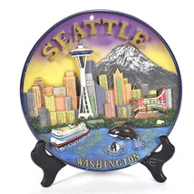 Seattle Washington 3D Art Plate Space Needle  Decorative Gift Creations Wall Vtg - £27.24 GBP