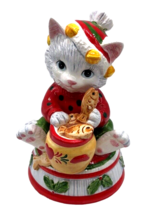 Vtg Geo Z Lefton Christmas Cat Mouse Music Box We Wish You A Merry Watch Video - £72.74 GBP