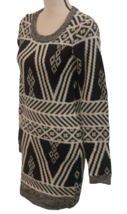 Pink Rose Womens Geo Knit Sweater Dress Size XS Black White Long Sleeve - £8.60 GBP