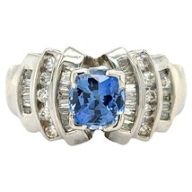 2ctw Sapphire Solitaire with Diamond Accents 14k White Gold Ring 9.1g Size 6.75 - £2,515.59 GBP