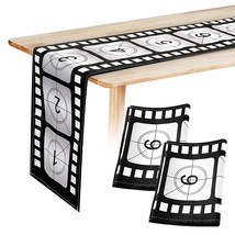 Movie Night Table Runner, 12 X 72 Inch Black And White Printed Filmstrip Table R - £31.63 GBP