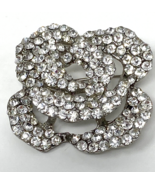 Vintage 3D Silvertone and Rhinestone Rose Pendant - $12.97 CAD