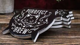 Set Of 4 Wicca Occult Purrfect Brew Cat Pentagram Cauldron Ceramic Cork ... - $566.44 MXN