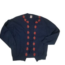 Vintage 80s Hand Painted Cardigan Sweatshirt USA Flag American  Mens L W... - $33.24