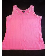 WOMENS SLEEVELESS CASUAL SHIRT Pink Size Medium LACE NECKLINE by BYDESIGN - £6.98 GBP