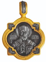 Sterling Silver 925 Gold Plated St. Nicholas Russian Orthodox Handmade P... - $133.65