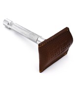 Brown Parker Genuine Leather Double Edge Safety Razor Protective Travel ... - £10.03 GBP