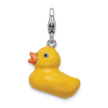 Amore La Vita Silver  Polished 3-D Enameled Duck Charm with Fancy Lobster Clasp - £42.97 GBP