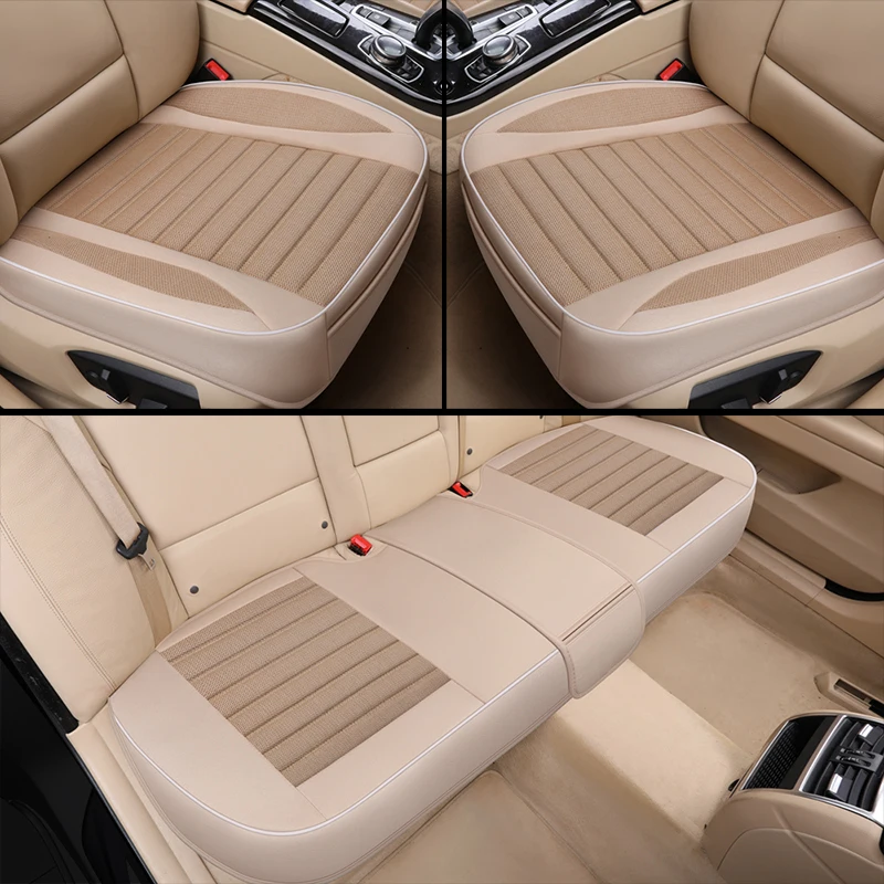Flax Car Seat Cover Protector Linen Front Rear Seat Back Ultra-Luxury Breathable - £23.39 GBP+