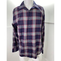 Untuckit Men Flannel Shirt Long Sleeve Button Up Plaid Blue Red Gray Cotton XL - £19.44 GBP