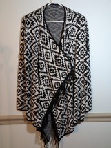 CHELSEA &amp; THEODORE Womens Black Southwest Open Front Cardigan Long Sleeve L - $11.88