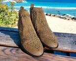 Sbicca Womens Sansa Tan Suede Studded Pull On Block Heel Ankle Boots NEW... - $29.65