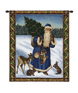 34x26 Santa Claus FATHER CHRISTMAS Blue Holiday Winter Tapestry Wall Han... - $82.00