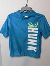 Oshkosh B&#39;gosh Boy&#39;s Blue Swim Shirt Toddler Size 4 4T &quot;Beach Hunk&quot; Slogan - £4.66 GBP