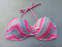 Victoria Secret Swim Bikini Top 36D Gold Shimmer Pink Blue Removable Nec... - £17.55 GBP