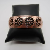 Vintage Copper cuff bracelet with cut out floral heart pattern - £47.95 GBP