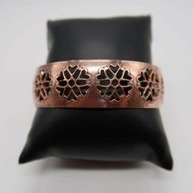 Vintage Copper cuff bracelet with cut out floral heart pattern - £46.41 GBP