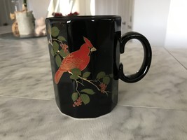 Red Bird Cardinal Black OTAGIRI Japan Mug (Gibson Greeting Cards) - £10.96 GBP