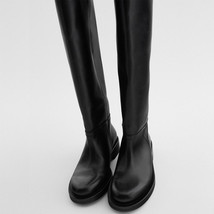 Women Knee High Boots Genuine Leather Riding Boots Platform Thick Med Heel Round - £119.36 GBP