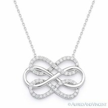 Triple-Infinity Charm Pendant Love Forever Sterling Silver &amp; CZ Crystal Necklace - £23.96 GBP
