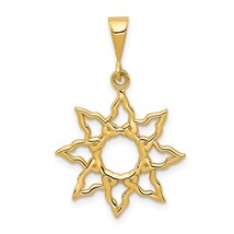 14K Gold Sun Charm Pendant Jewelry 26mm x 19mm - £89.32 GBP