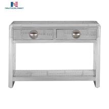 NauticalMart Aviator Aluminium Patchwork Style Console Table with 2 Drawers - £1,108.66 GBP