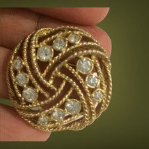 Vintage Brooch /Pin Gold Tone Clear CZ - £11.21 GBP